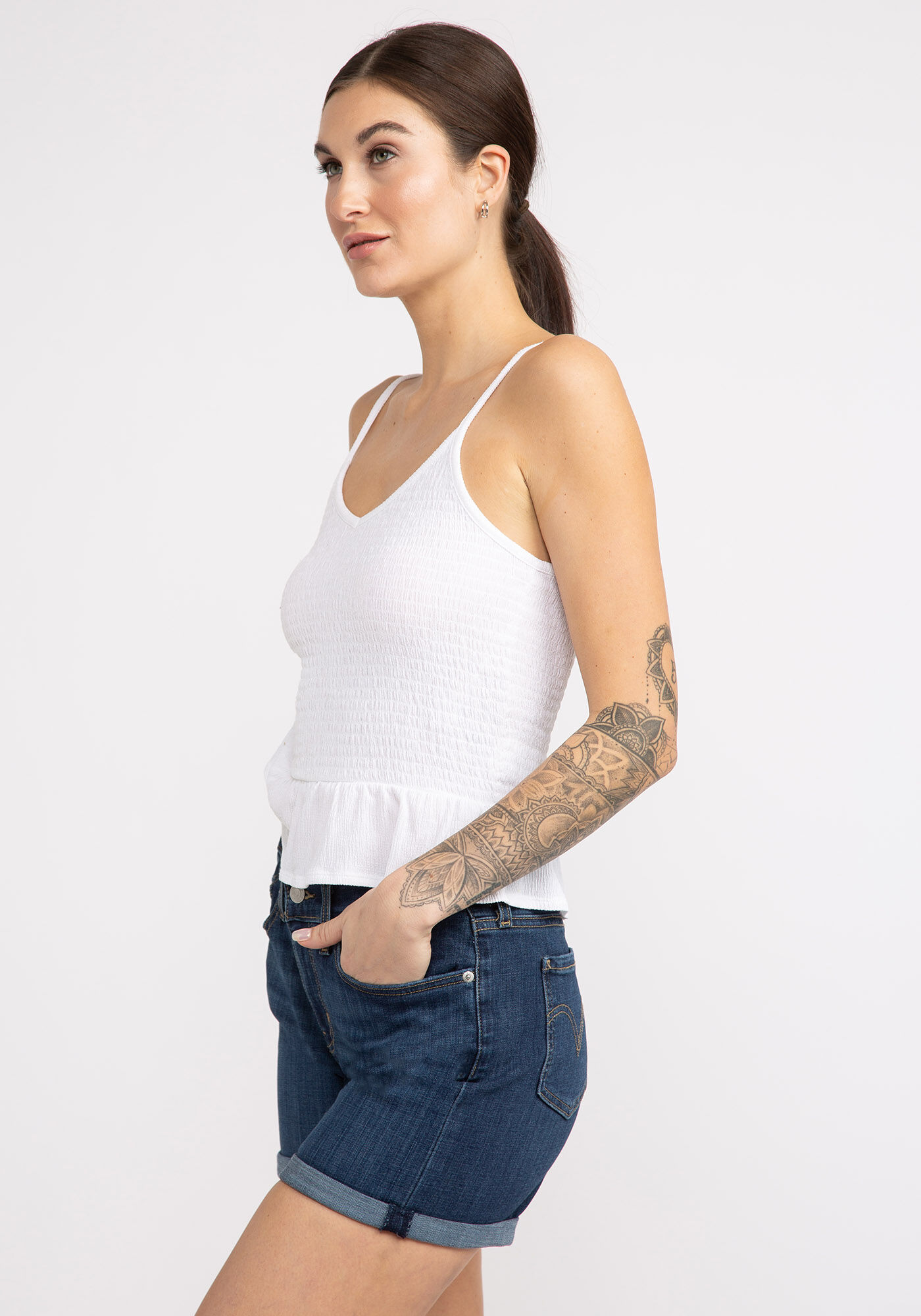 lola smocked v-neck tank top  Image 4