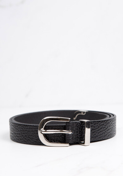 women's leather belt in textured italian leather Image 1