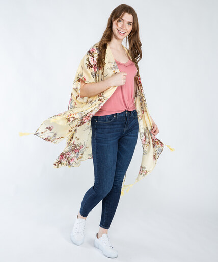 open front yellow floral wrap Image 3