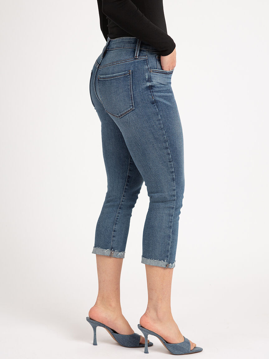 mid-rise capri jeans medium wash Image 3