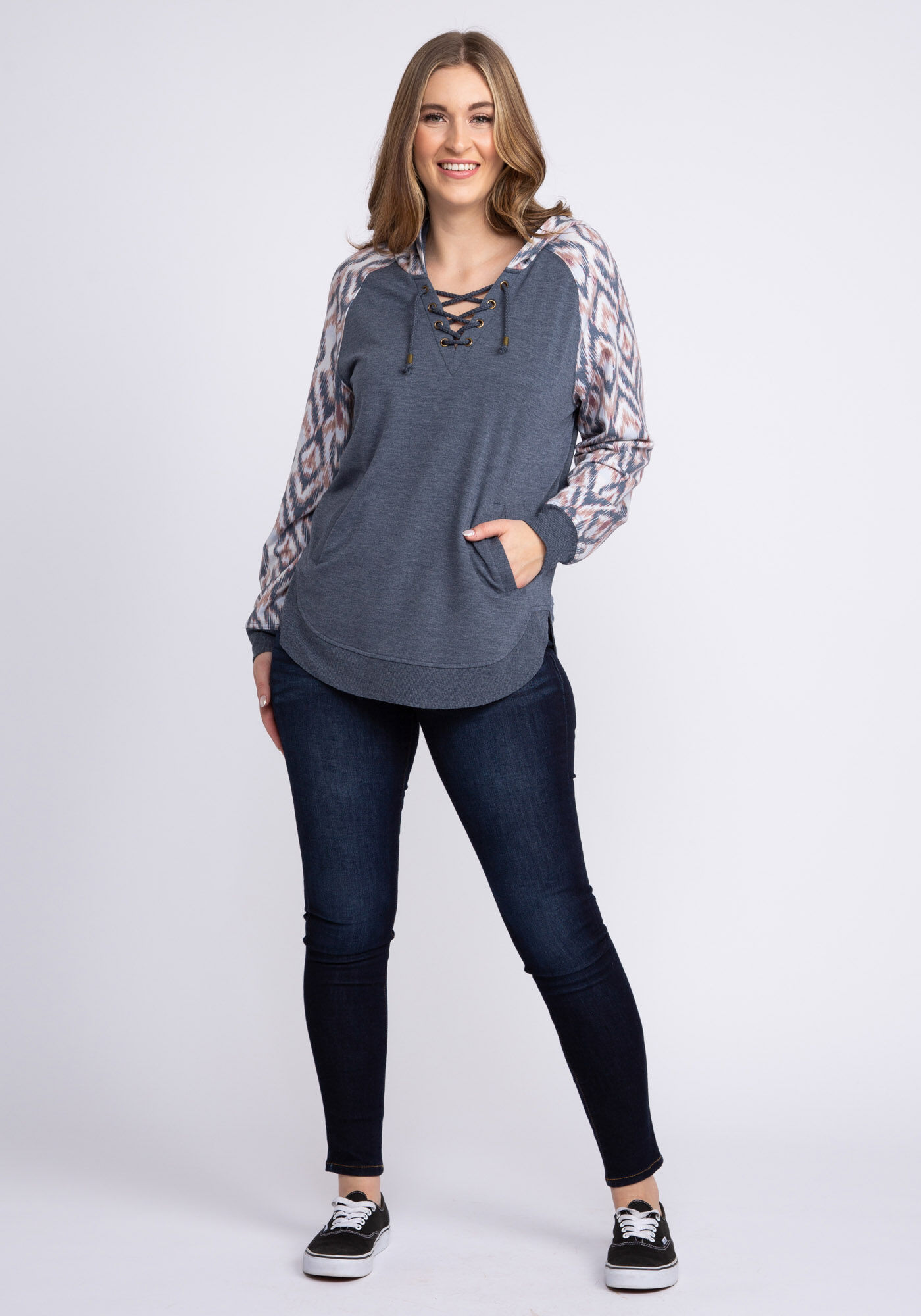 julien print lace up hoodie Image 3