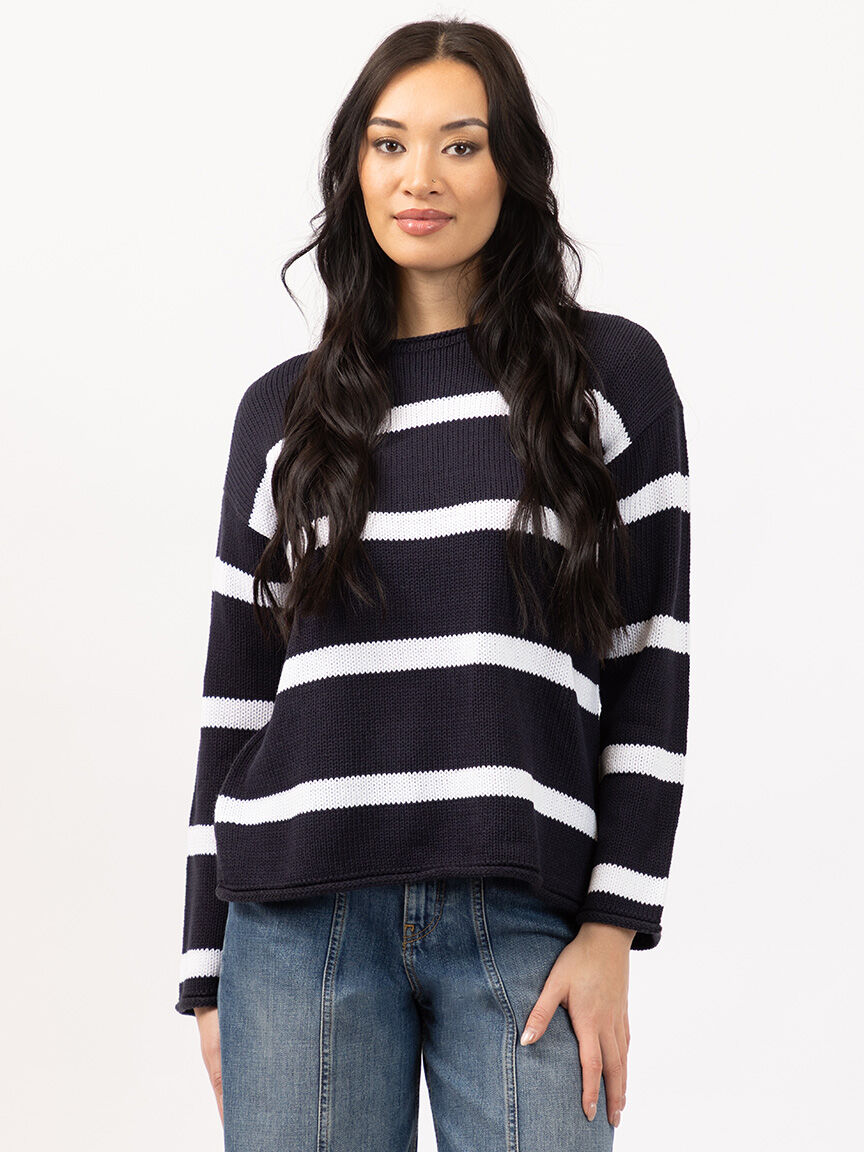 stripe crew neck sweater