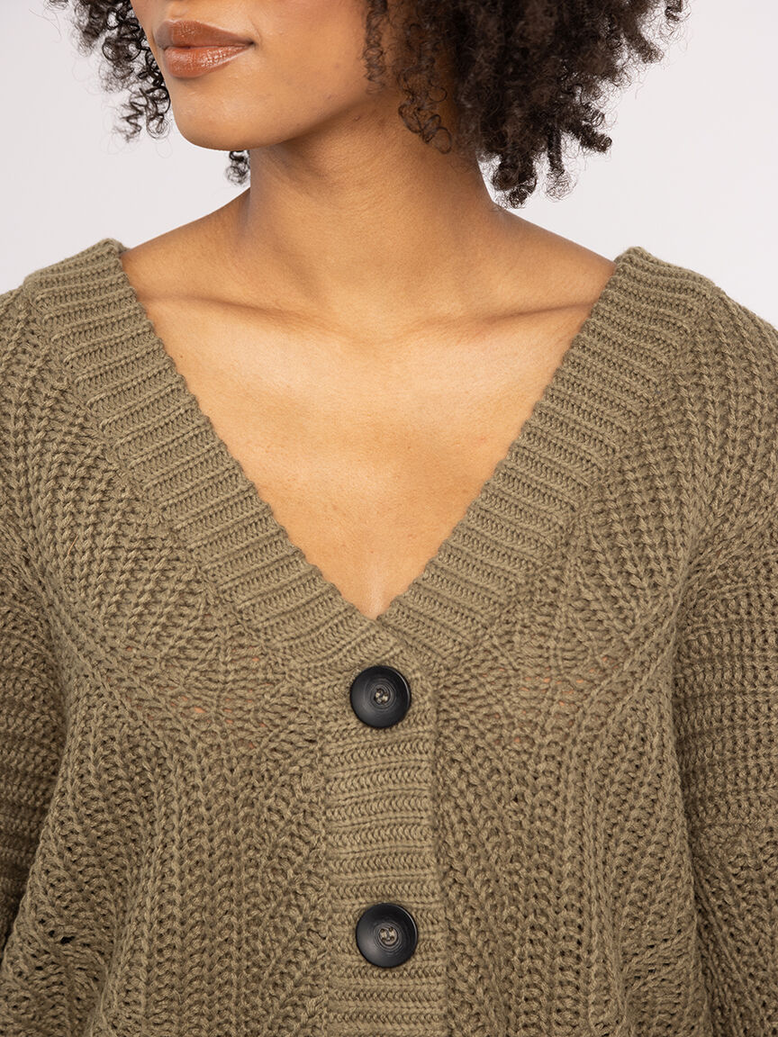 double v neck button front cardigan Image 4