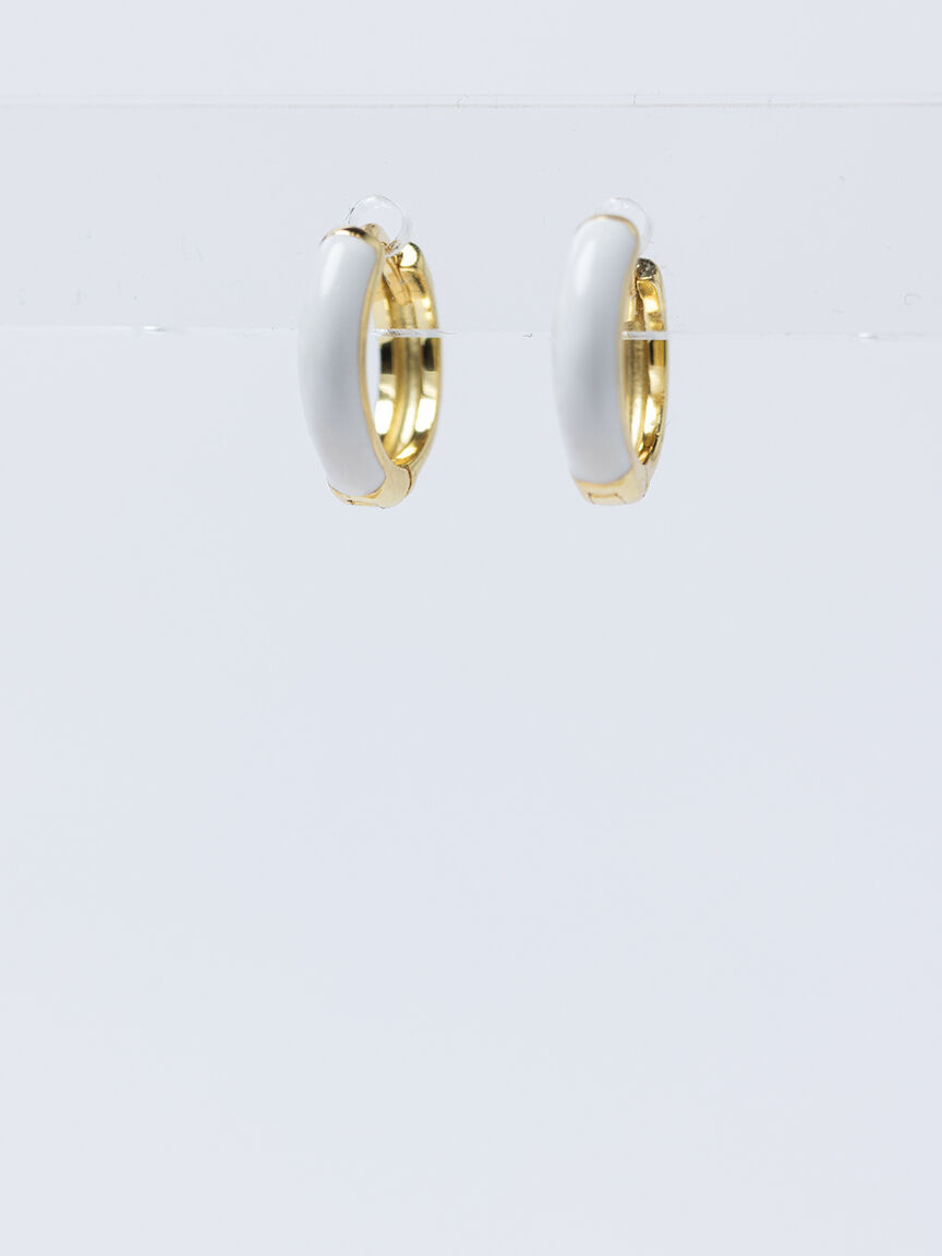 candy huggie earrings white