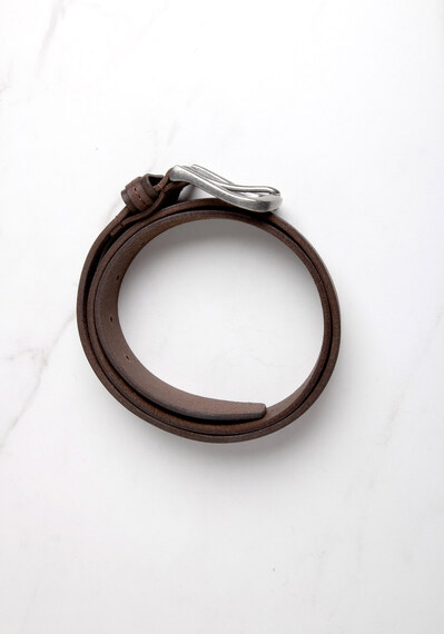 men's leather belt with stitched loop Image 4
