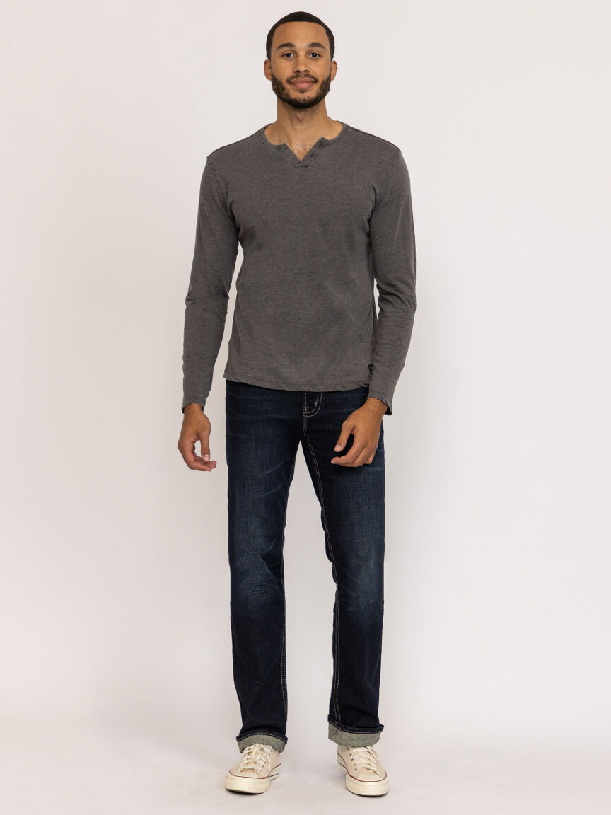 acid wash henley tee