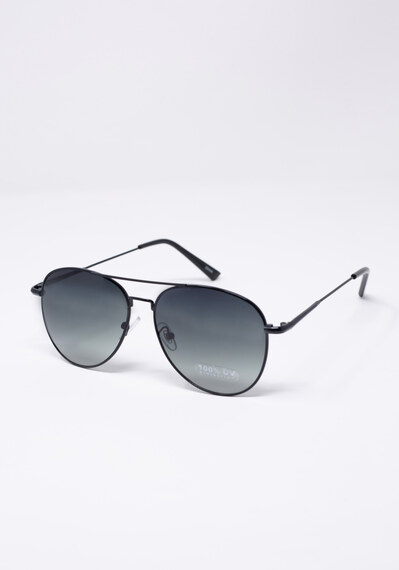 men's black frame aviator sunglasses Image 3