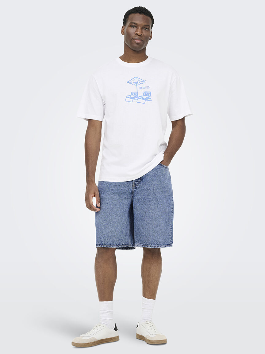 five baggy denim shorts