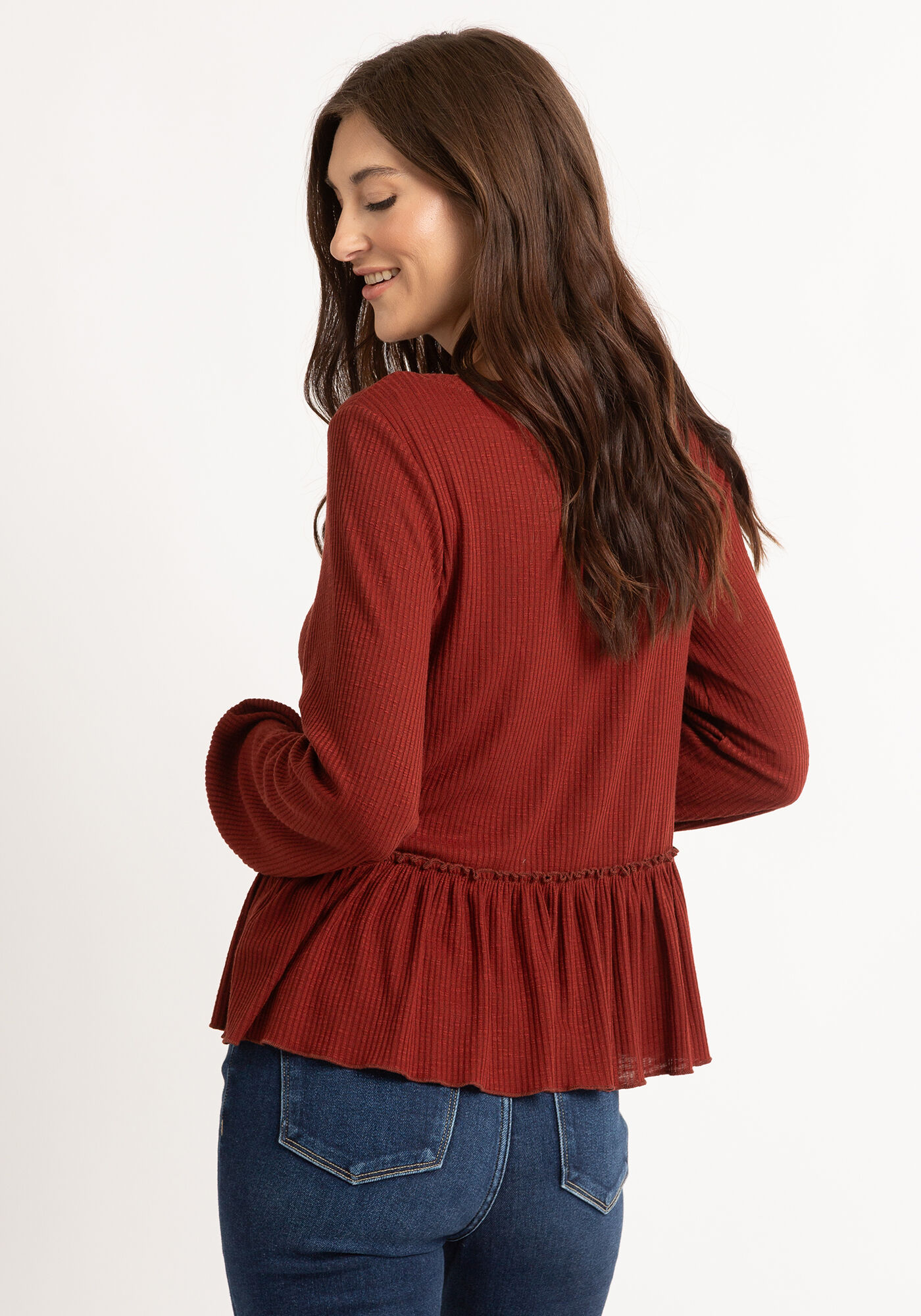 pansy long sleeve peplum top Image 3