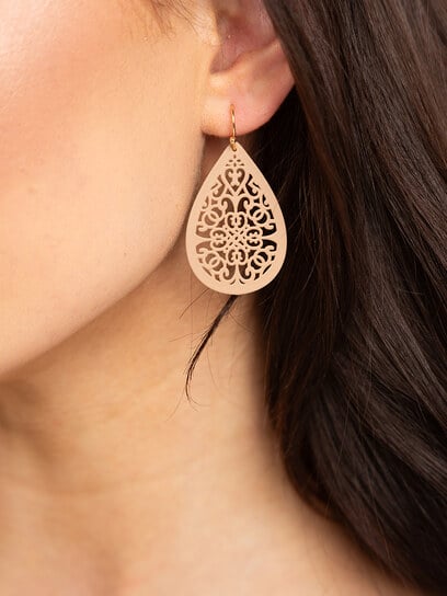 beige filigree earrings