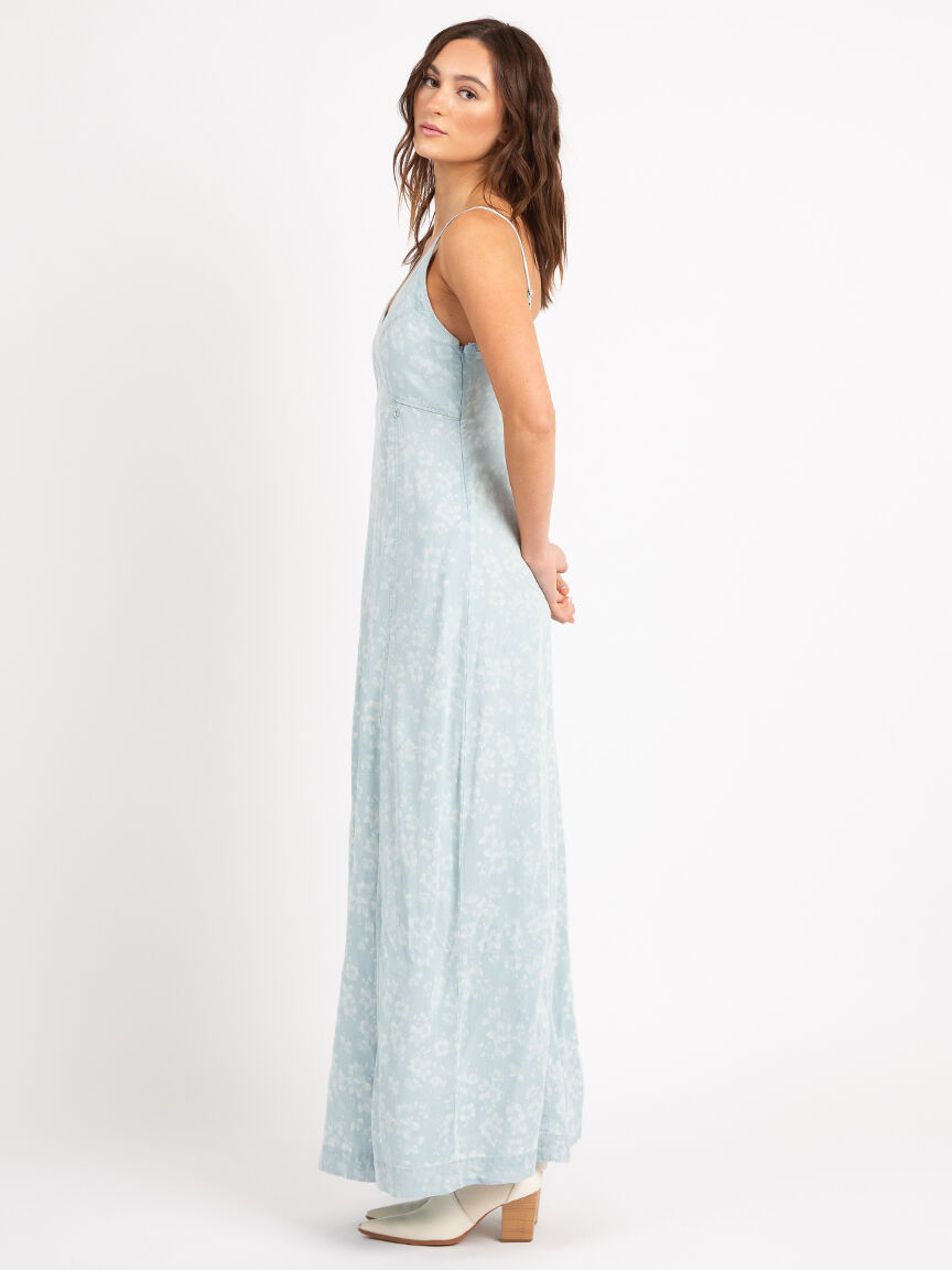 cruz denim maxi dress Ellora Criss-Cross Back Denim Maxi Dress Navy