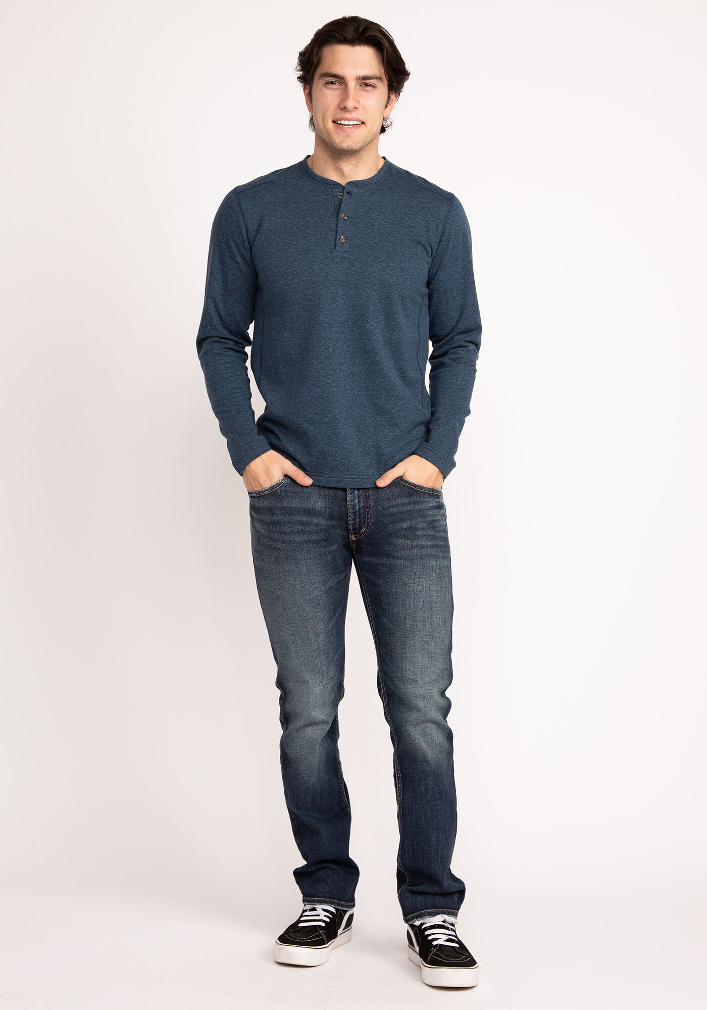 brushed long sleeve henley shirt Image 3