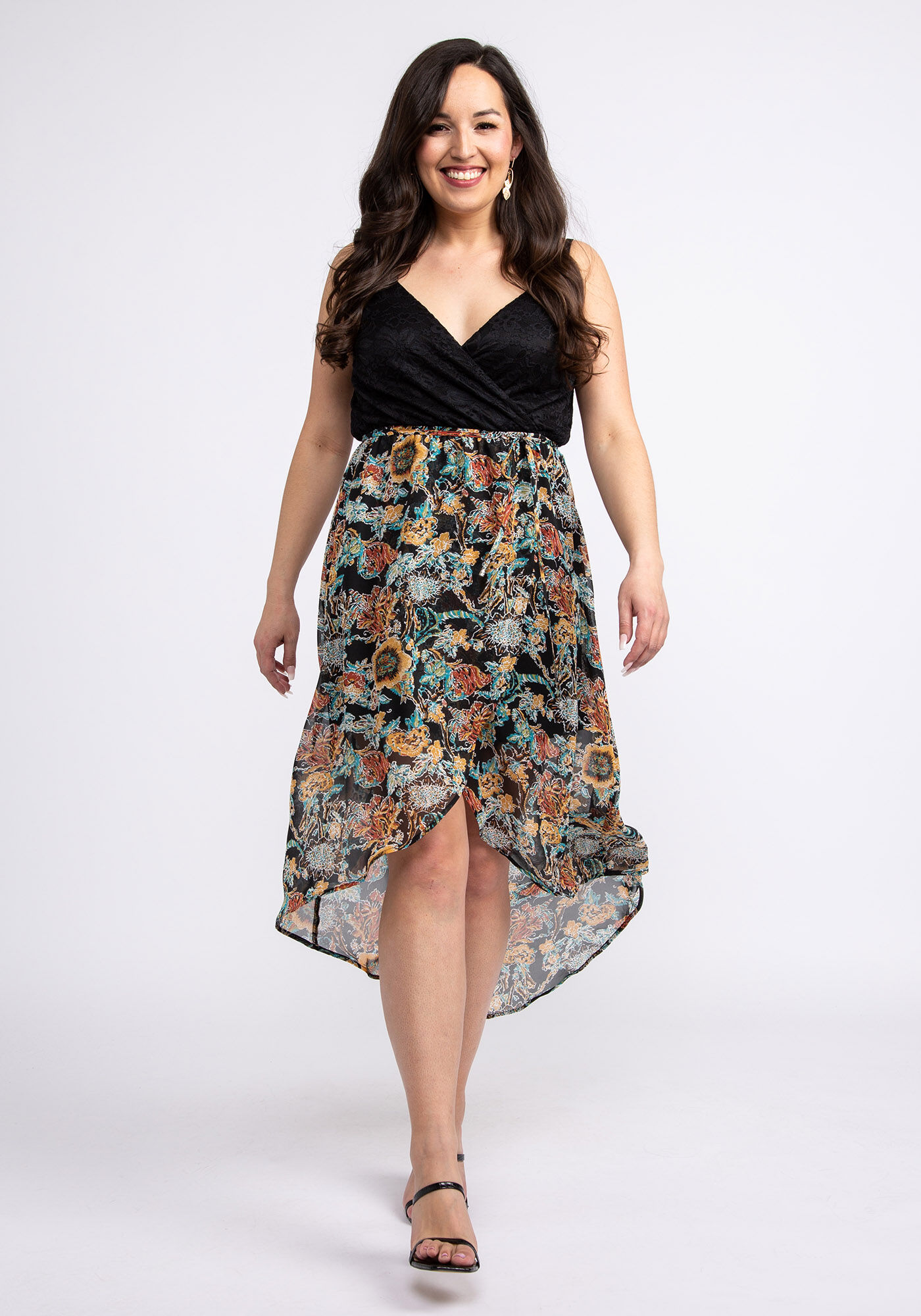 sonya mixed media high-low dress Image 3