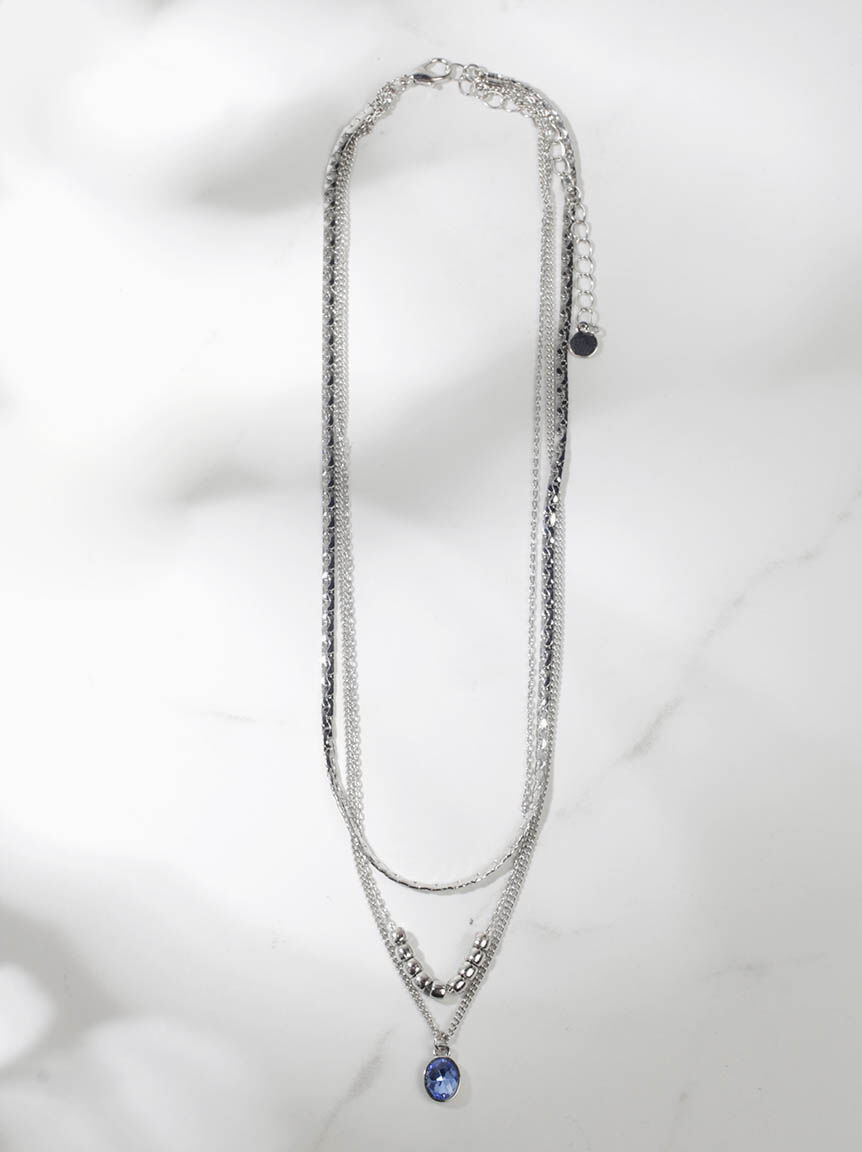 3 layer necklace with blue gem Image 1