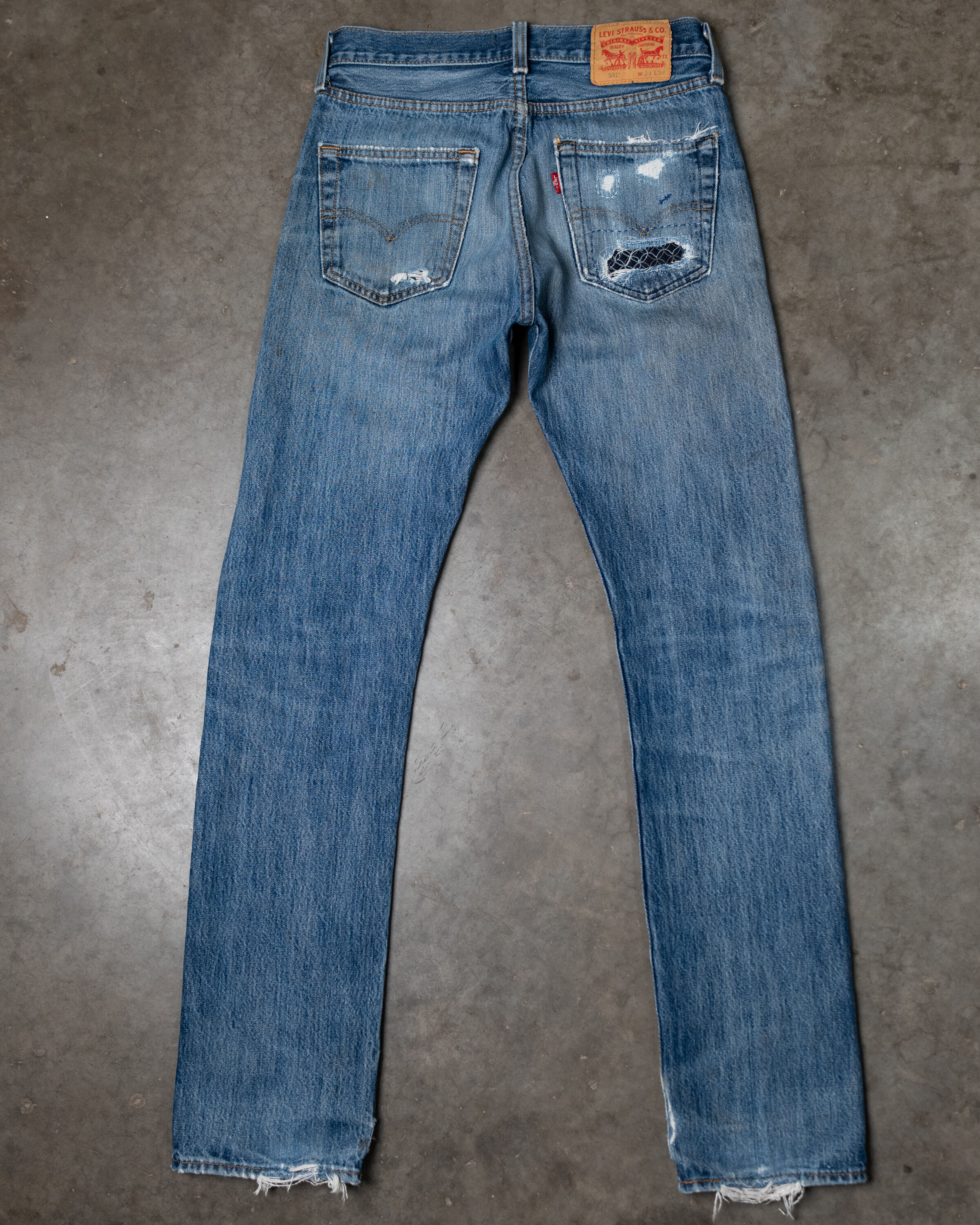 levi's 501 with repairs and sashiko Image 6