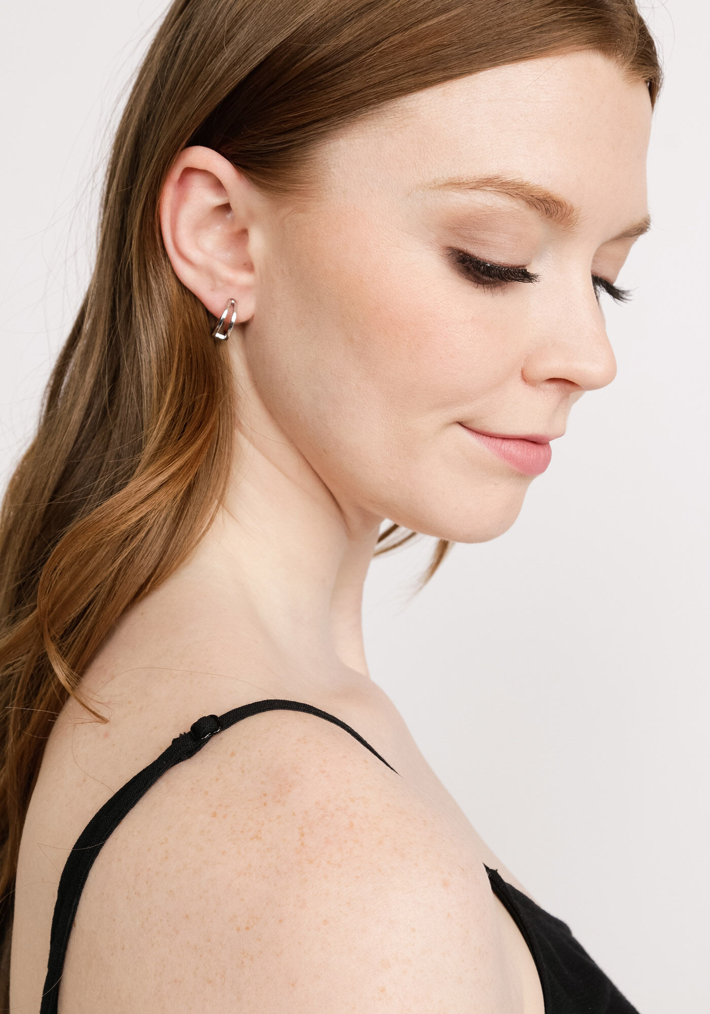 double row posted hoop earrings Image 1