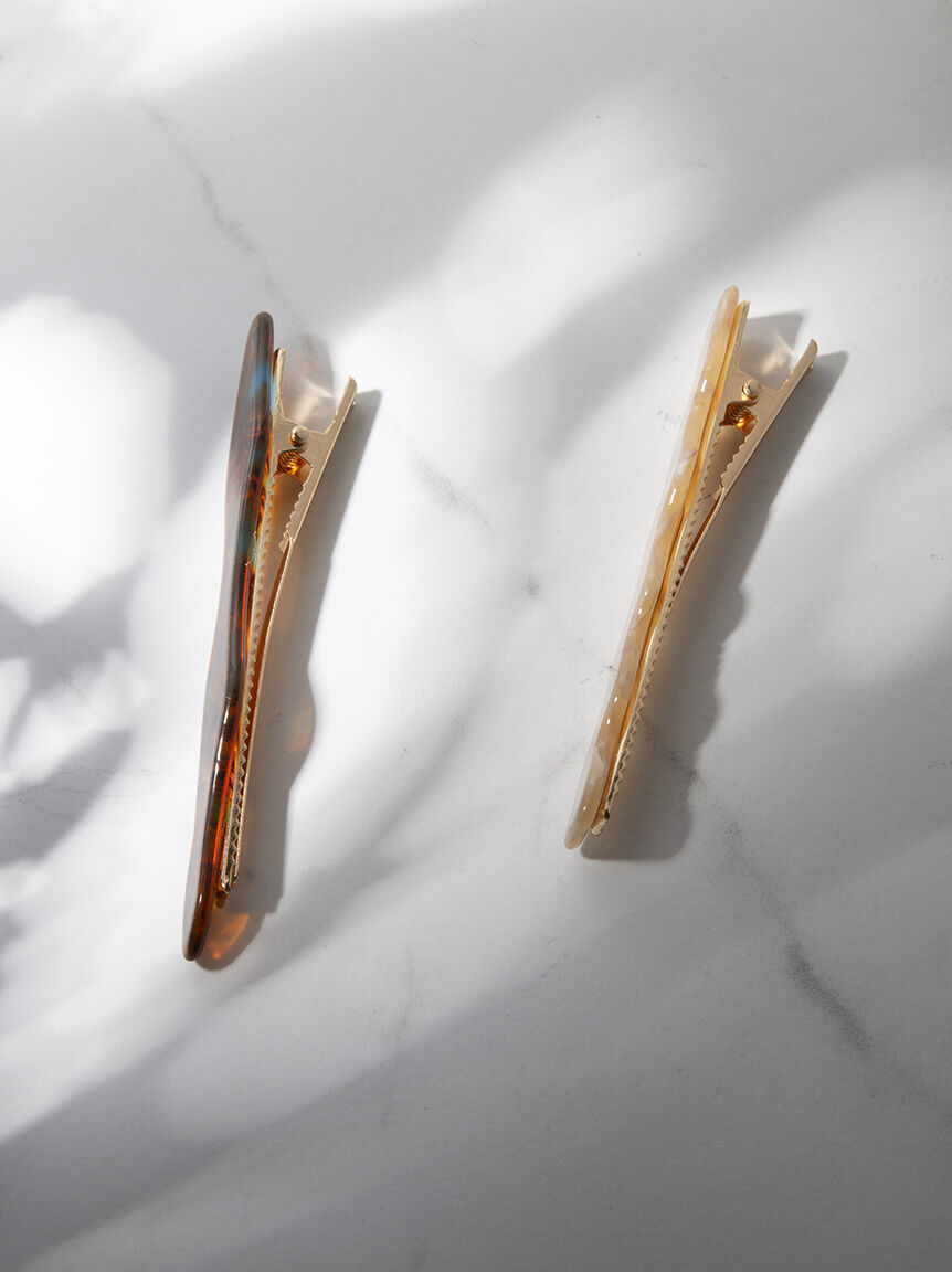 2 pack wavy marbled hair clips Image 2