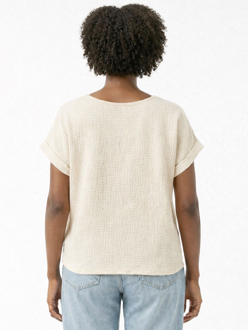 v-neck double gauze top