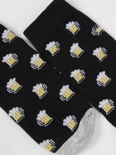 men's beer mug print crew socks