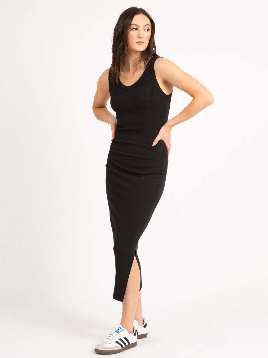 terri rib knit midi-dress with ruching Image 1