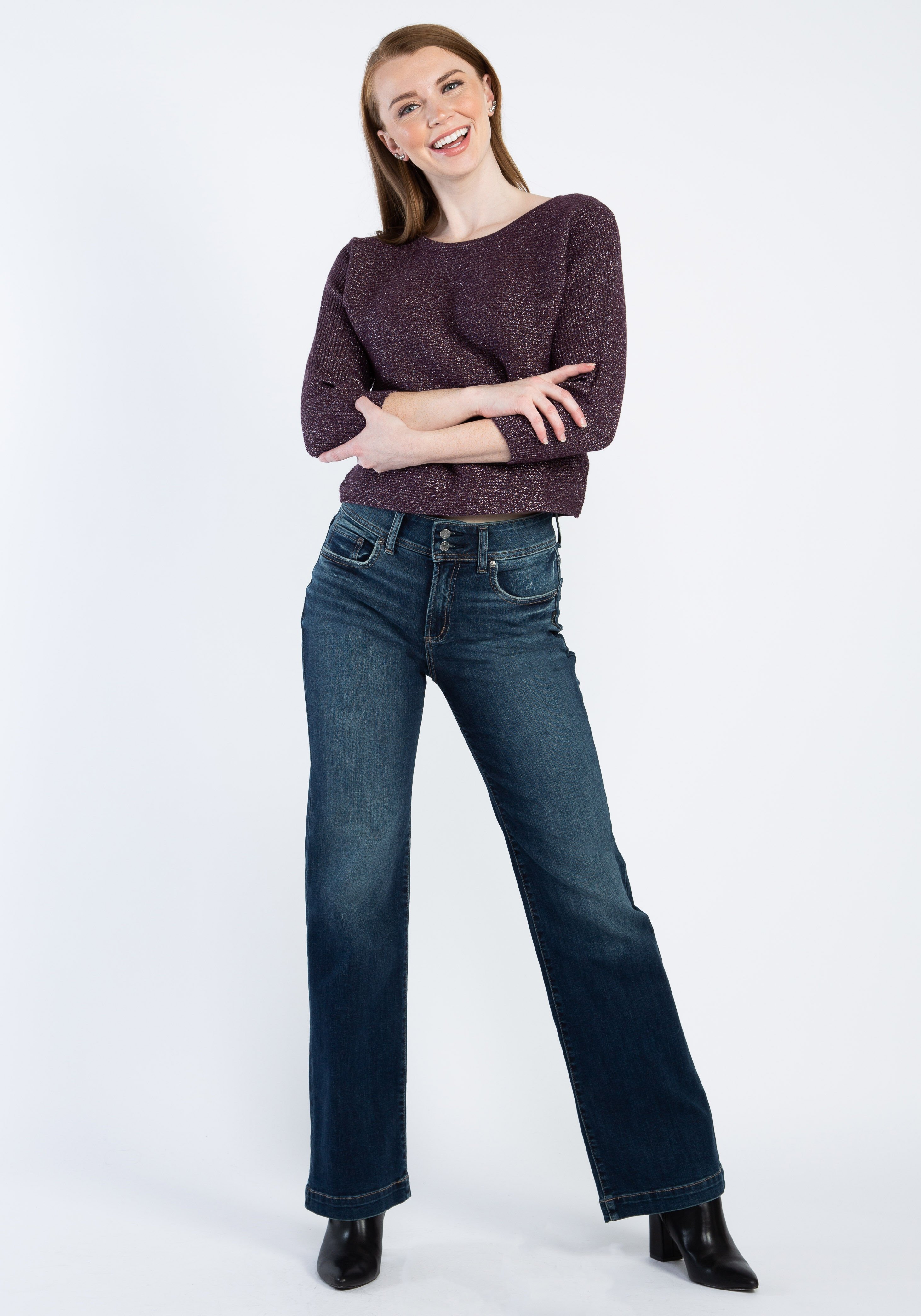 anne boatneck popover sweater w/ lurex Image 3