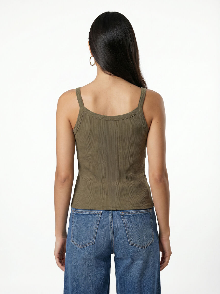 ribbed tank with faux button front Image 3