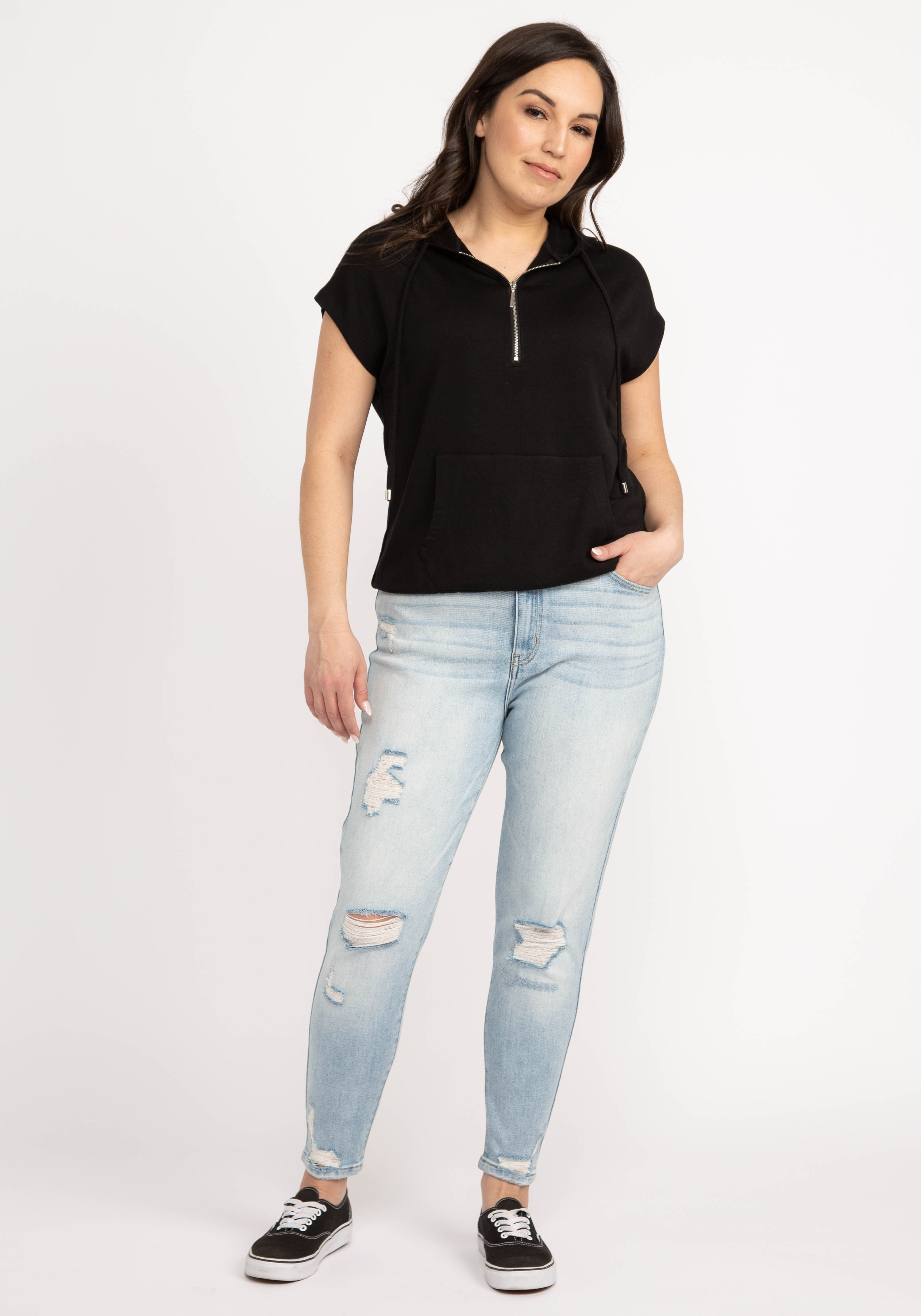 diana short sleeve 1/4 zip popover Image 3