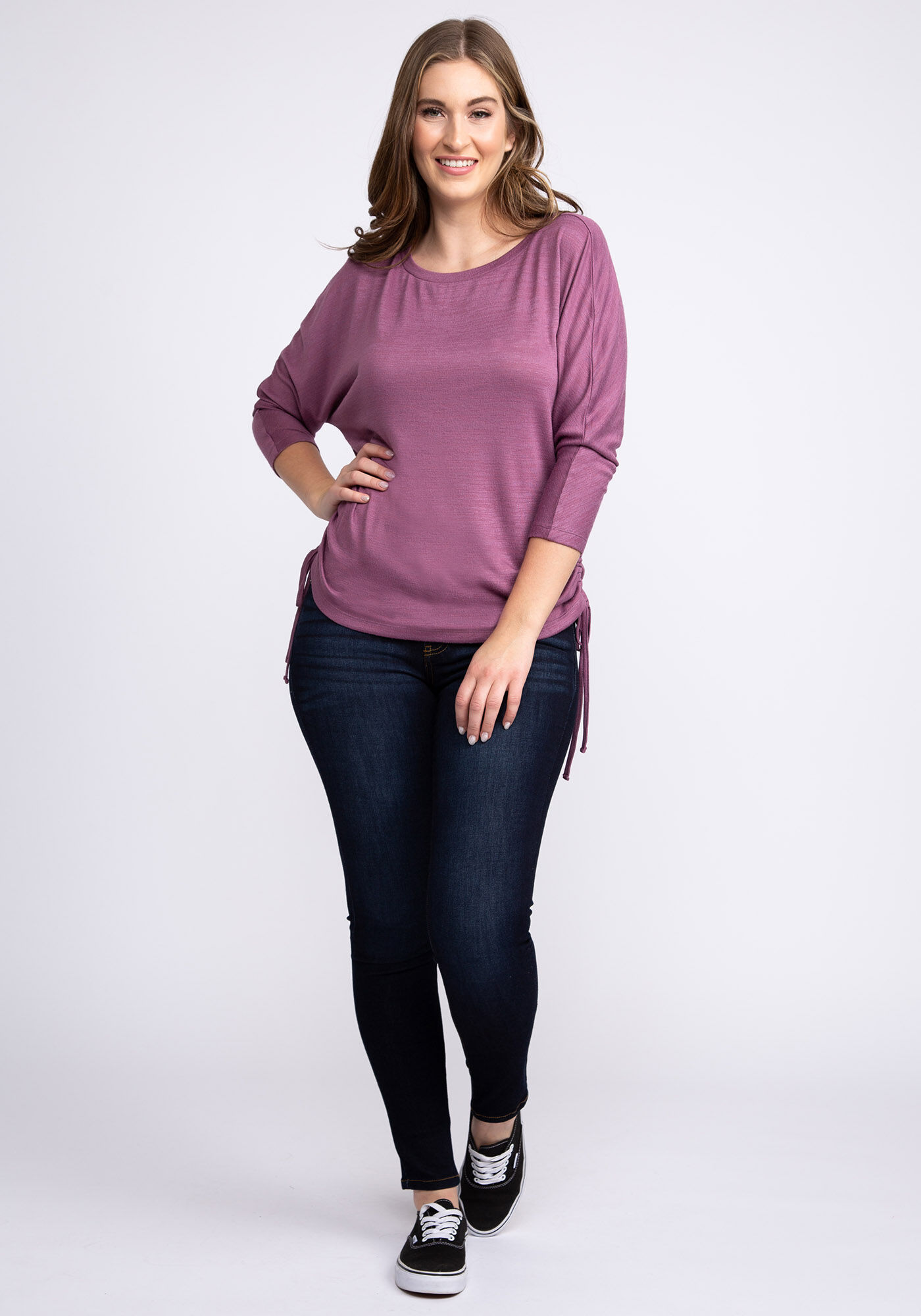 desiree 3/4 dolman sleeve side tie top Image 3