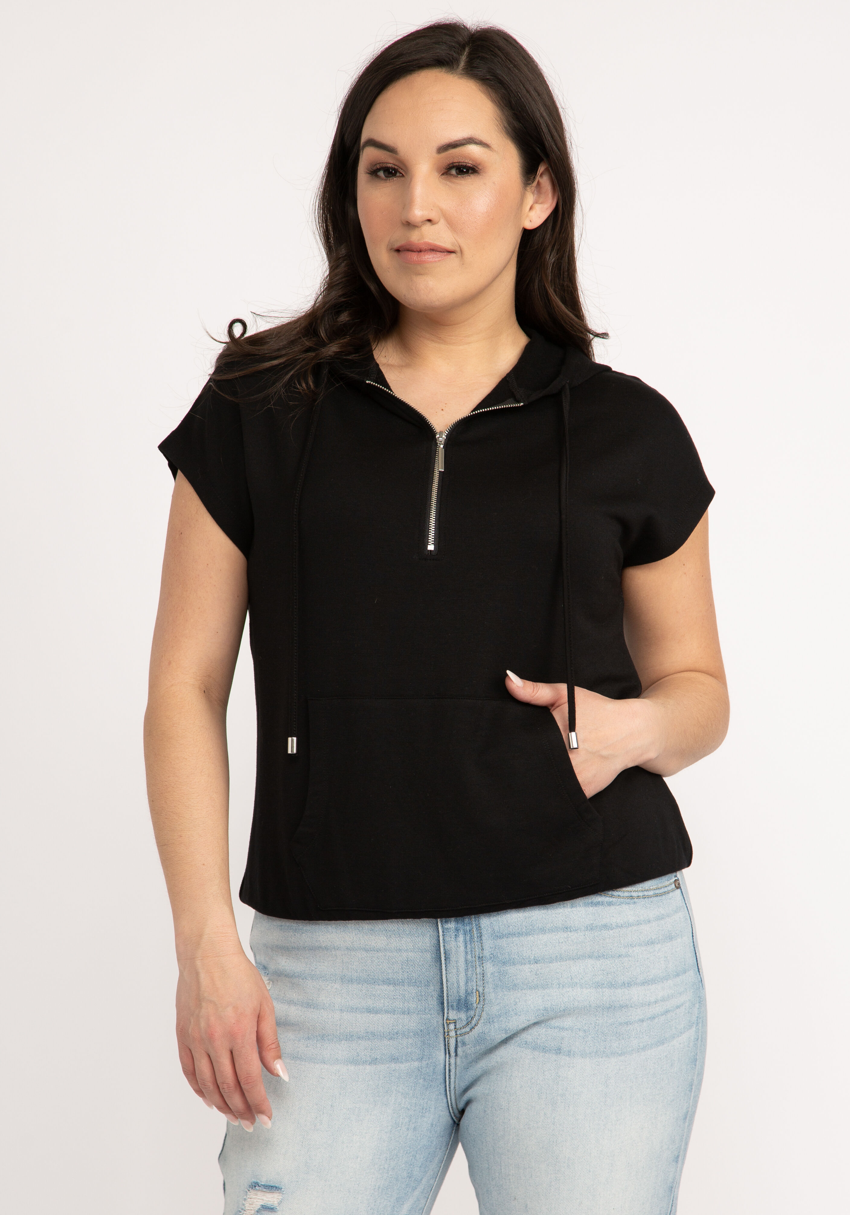 diana short sleeve 1/4 zip popover Image 1