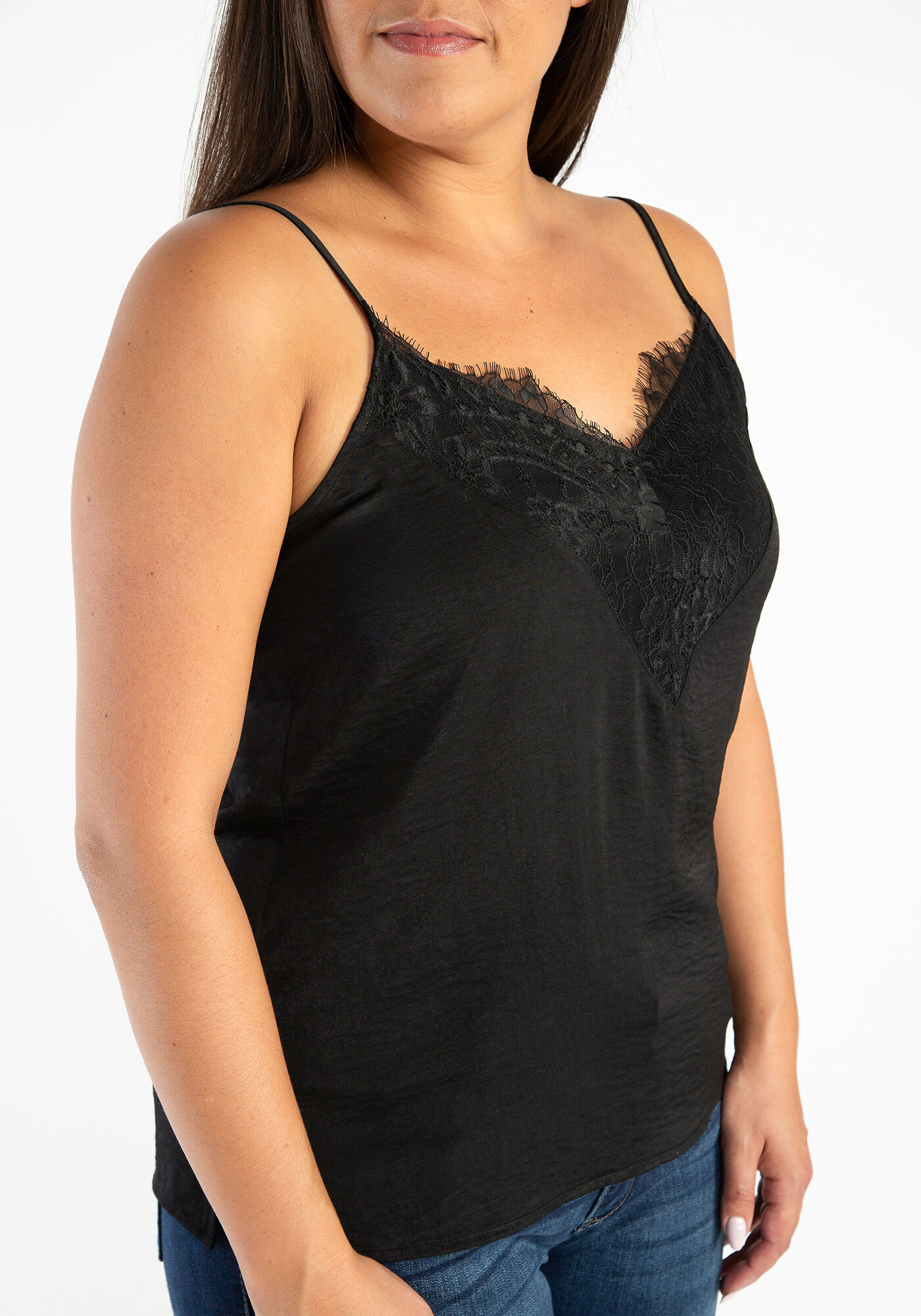 odette lace neck satin cami Image 4