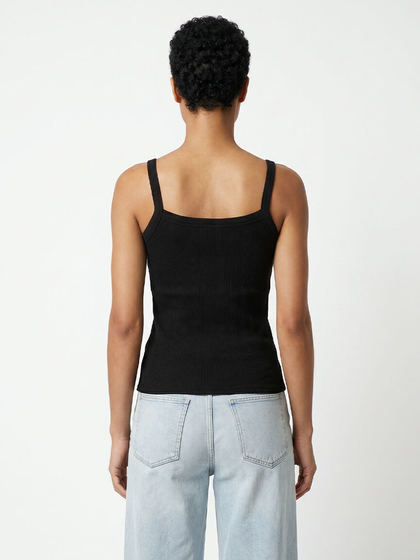 ribbed tank with faux button front