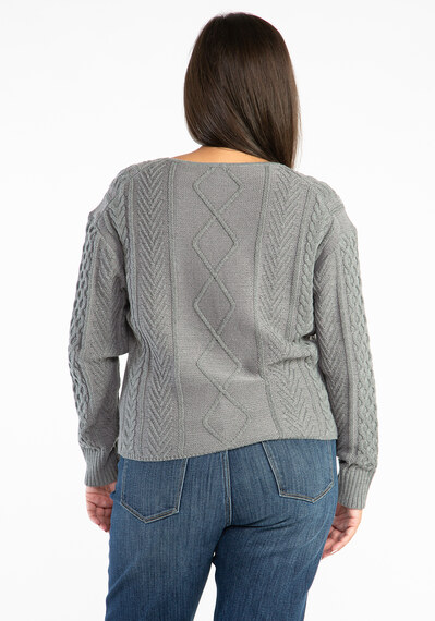 v neck cable popover sweater Image 2