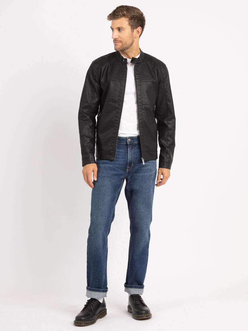 XZEIT Faux Leather Jacket For Women Buckled Strap Zip Detail Solid Color PU  Leather Moto Jacket Streetwear (Color : Black, Size : Small) at Amazon  Women's Coats Shop