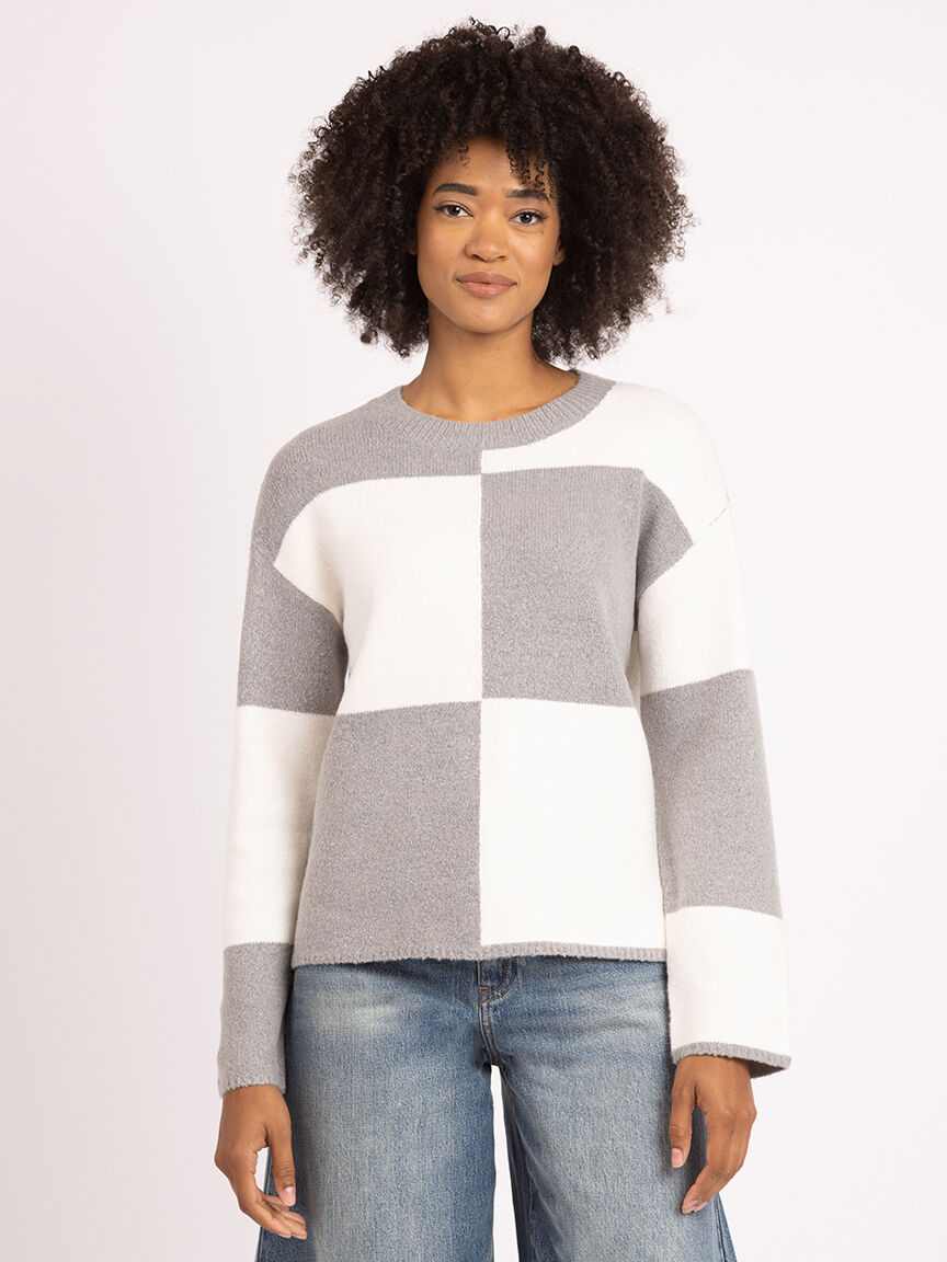 luciana crew neck plaid sweater Image 1