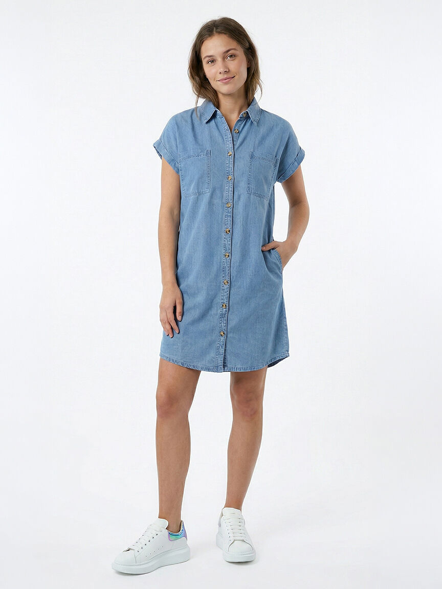 chambray shirt dress