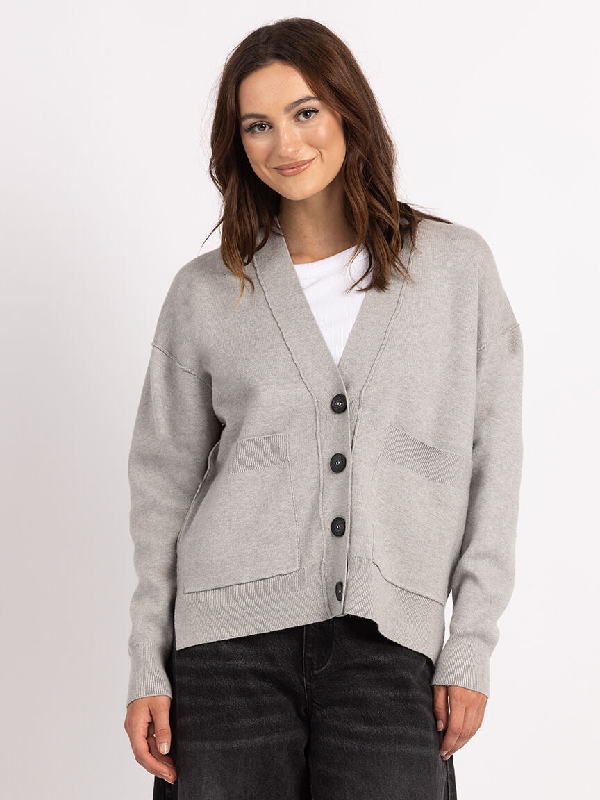 V neck button front cardigan online