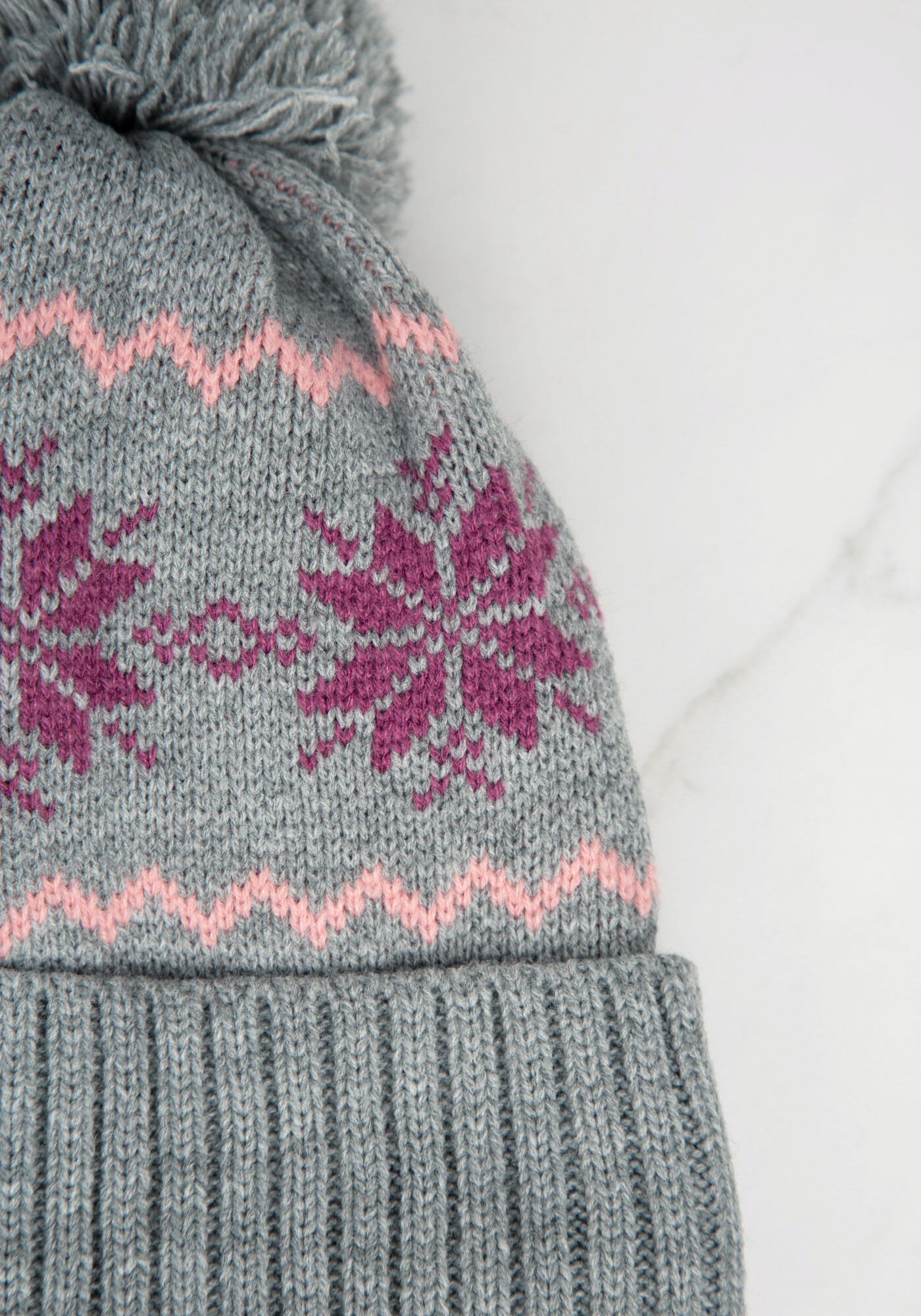 fleece lined jacquard toque w self pom Image 2