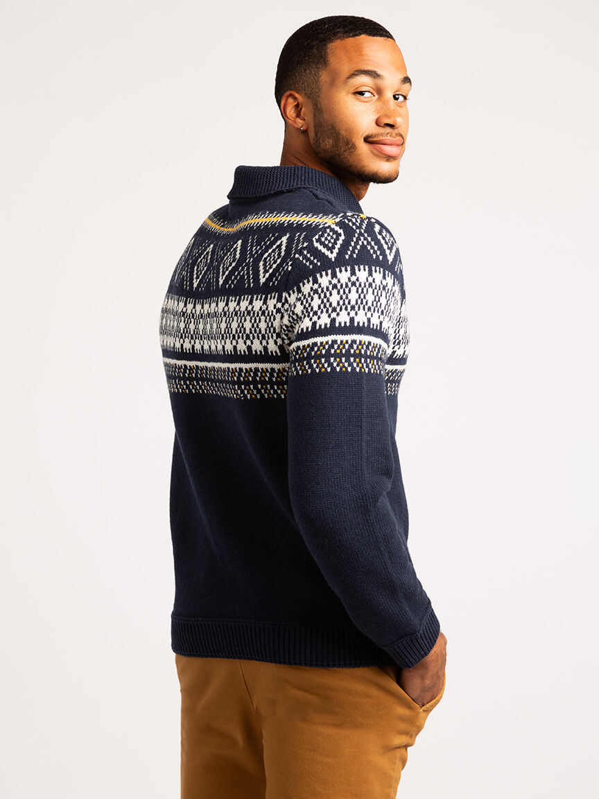 gregory fairisle shawl collar pullover Distillery
