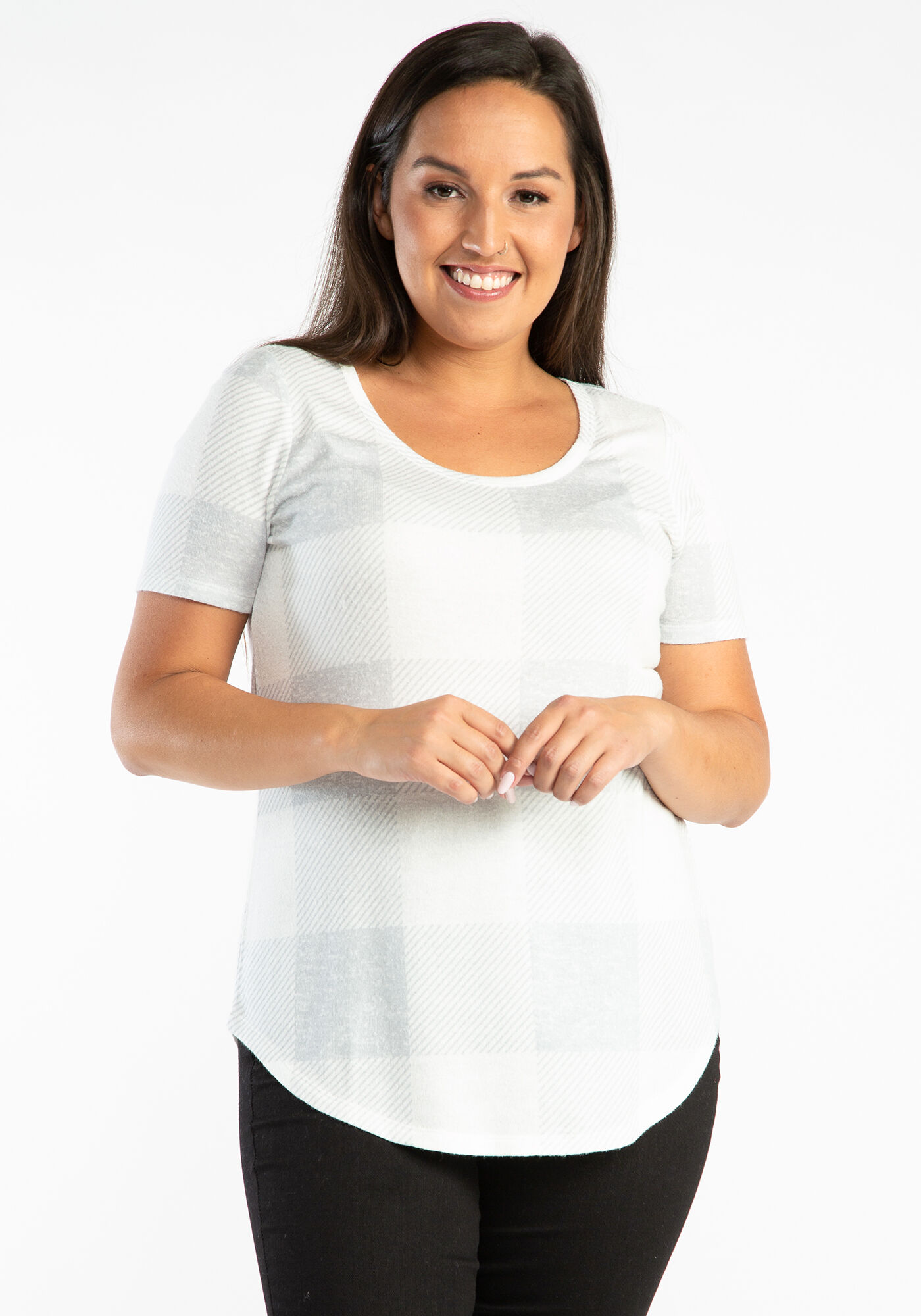 bobbie plaid scoop neck hacci tunic tee Image 1
