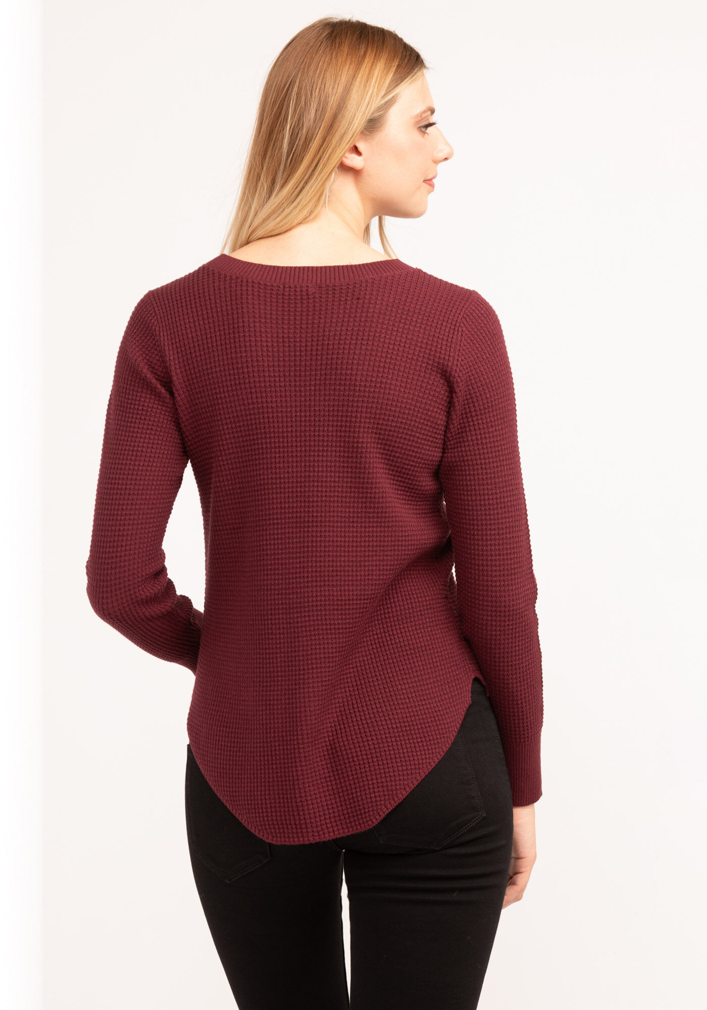 waffle crew neck sweater Image 2