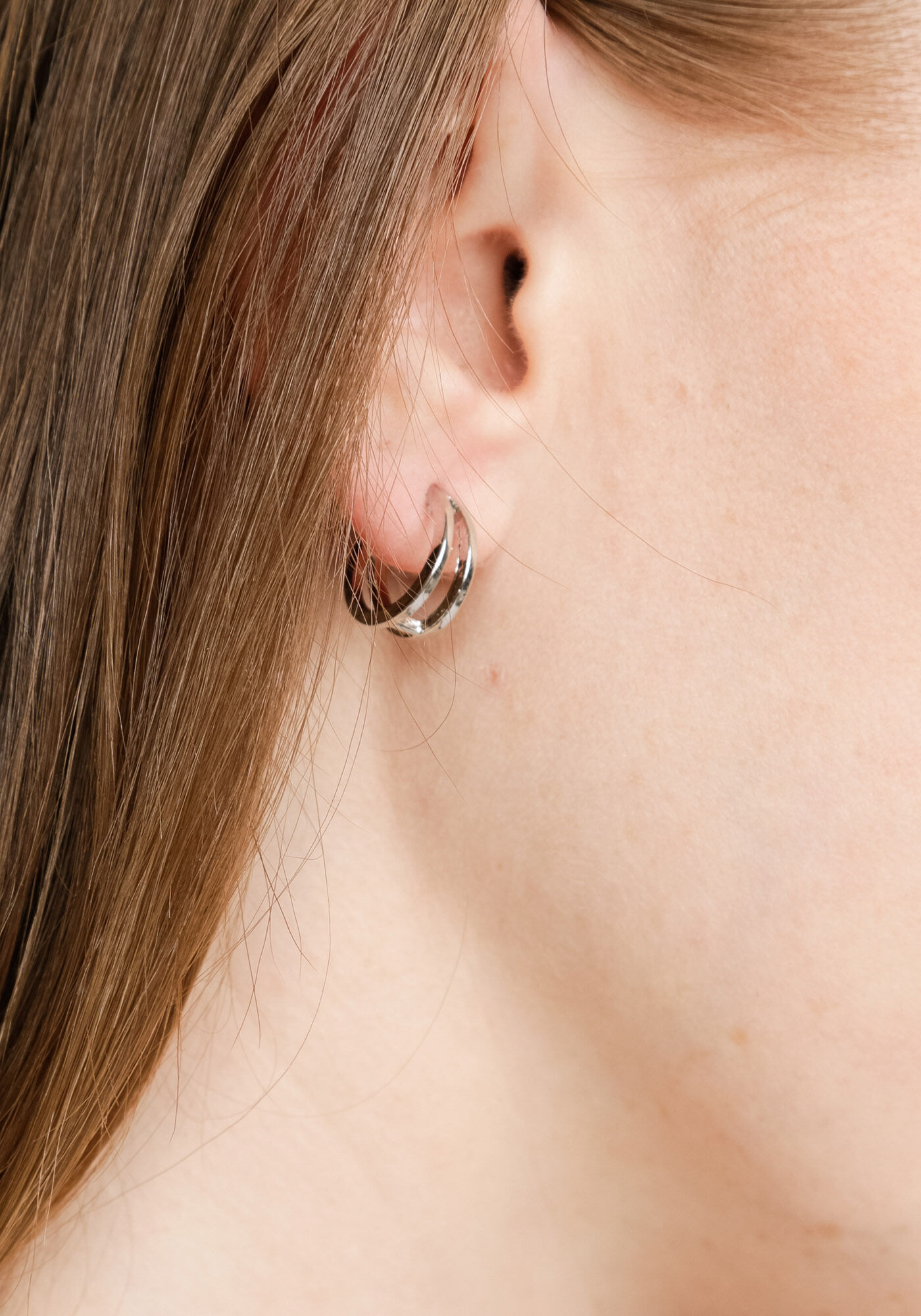 double row posted hoop earrings Image 6