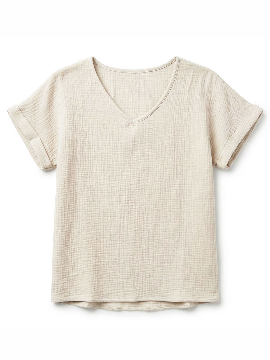 v-neck double gauze top