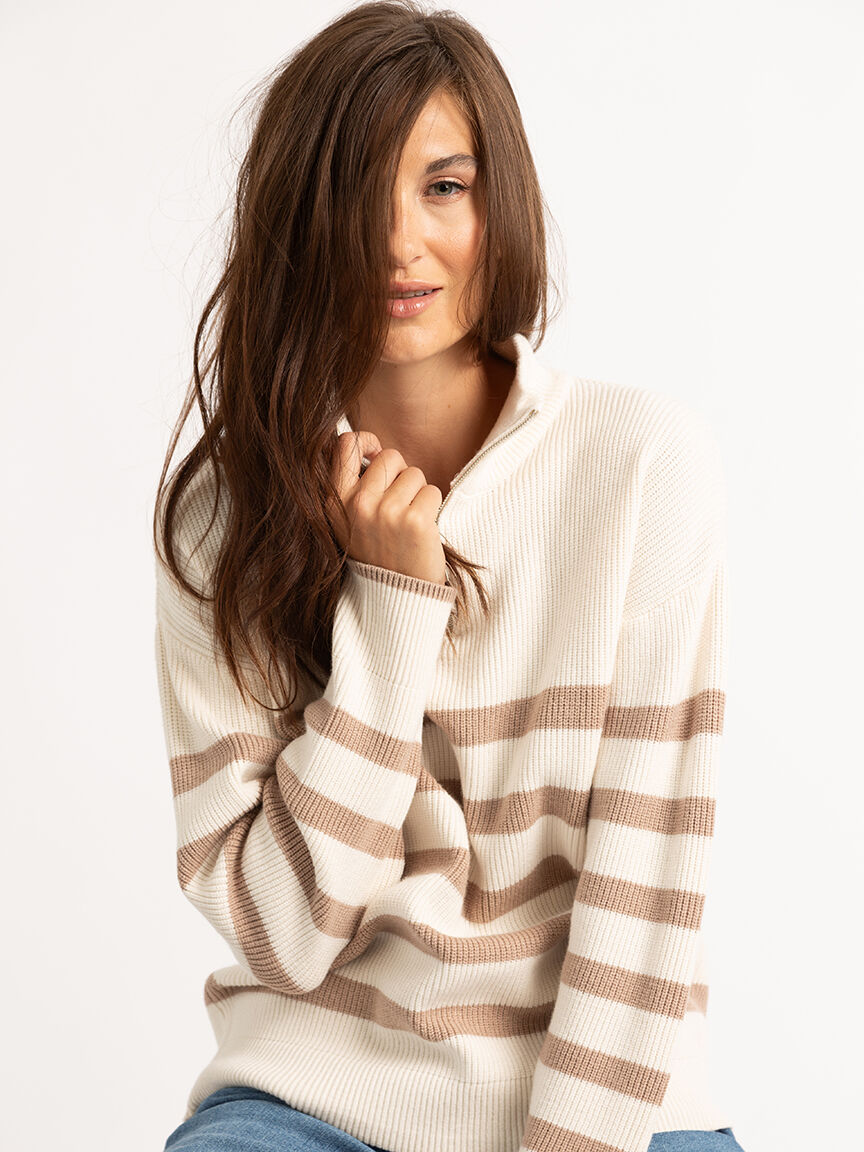 1/2 zip striped popover Image 1
