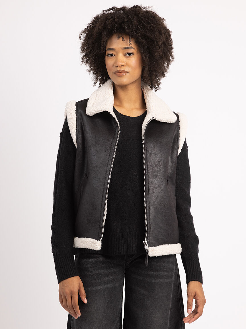 Vest with sherpa lining outlet