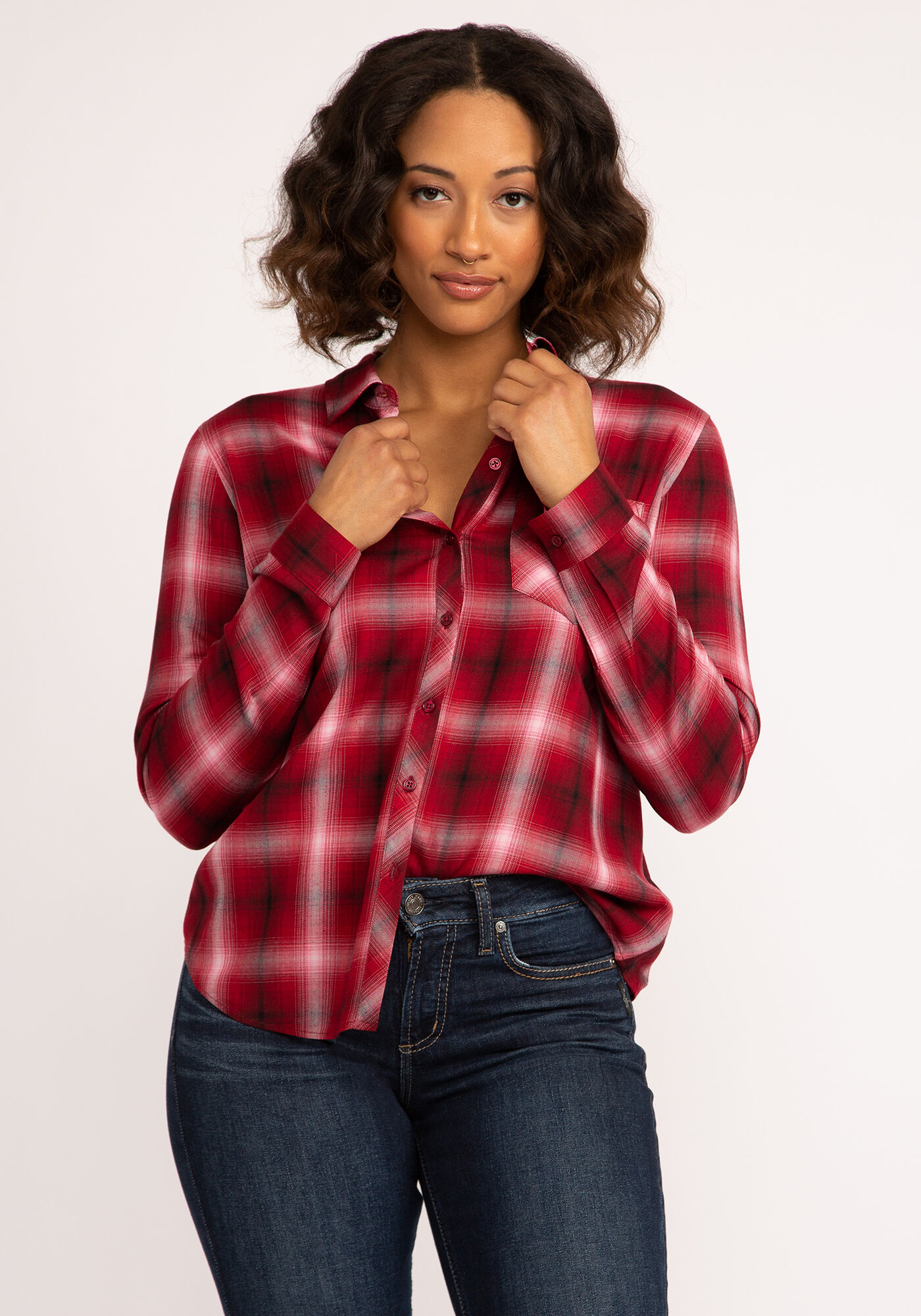 alexis plaid button front shirt Image 2