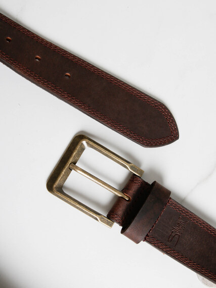 edge stitch leather belt Image 2