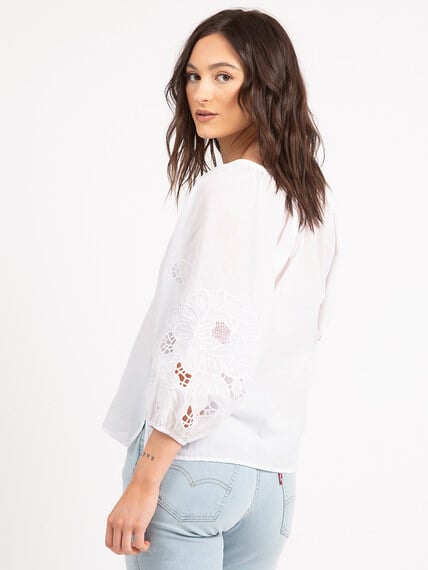 madlyn button front embroidered sleeve top Image 4
