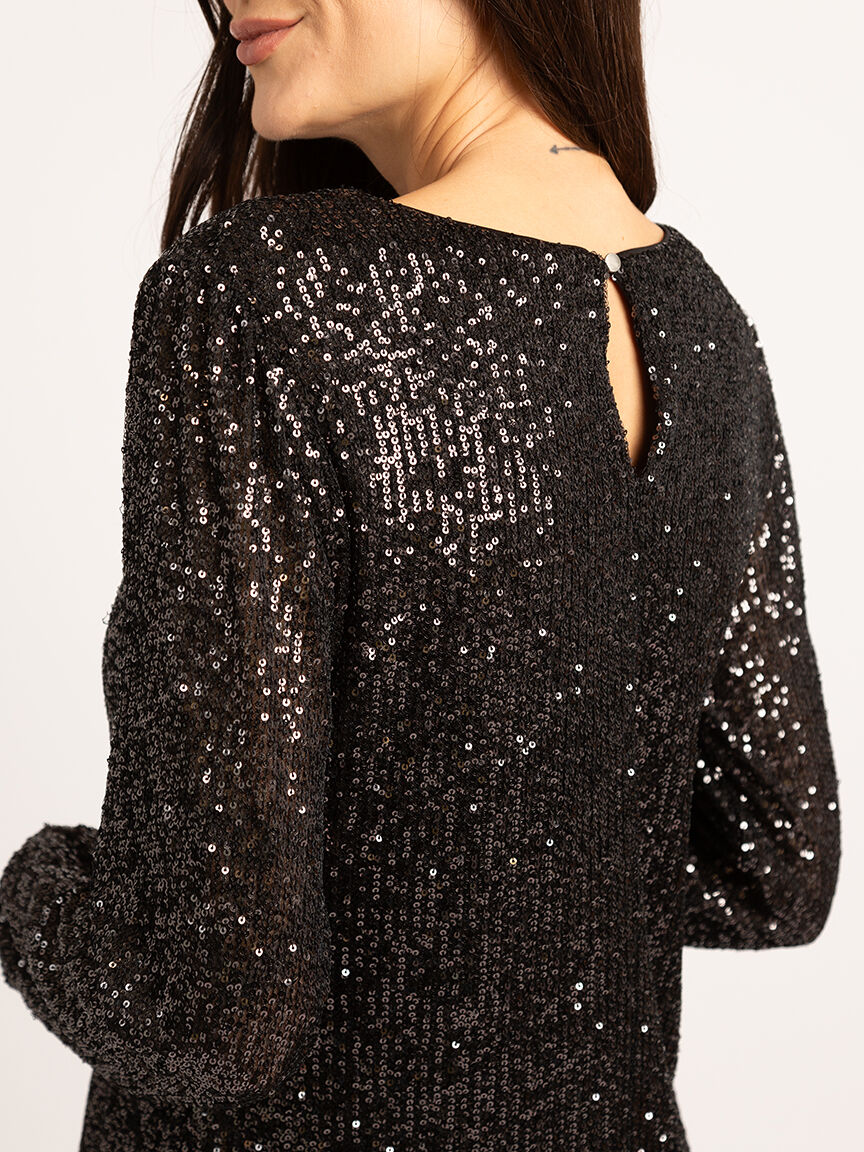 Black sequin top dress outlet