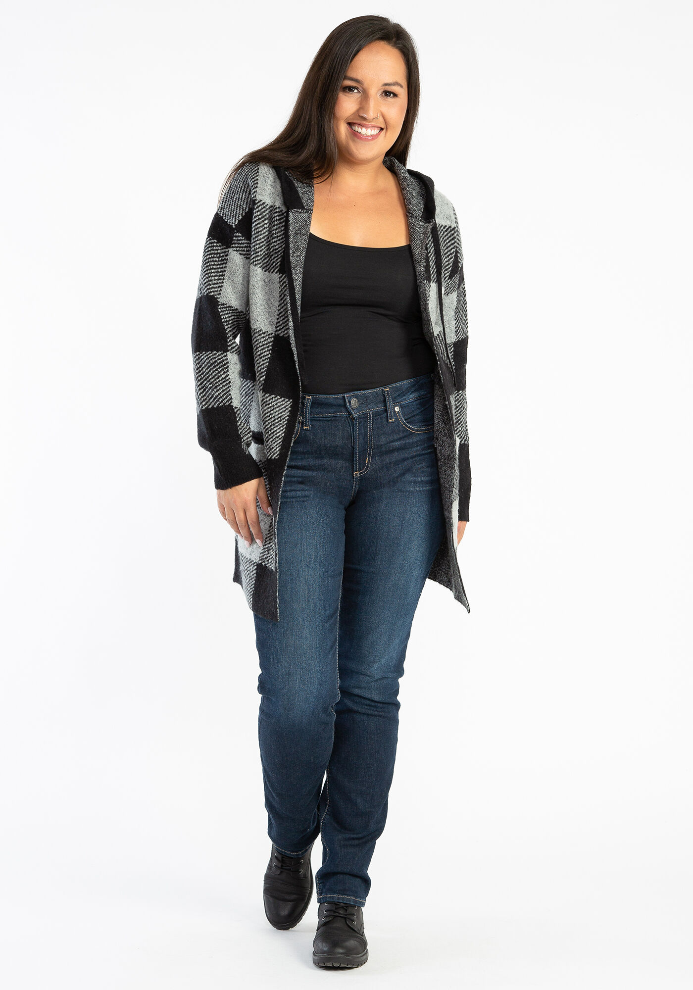 Plus size new arrivals plaid cardigan