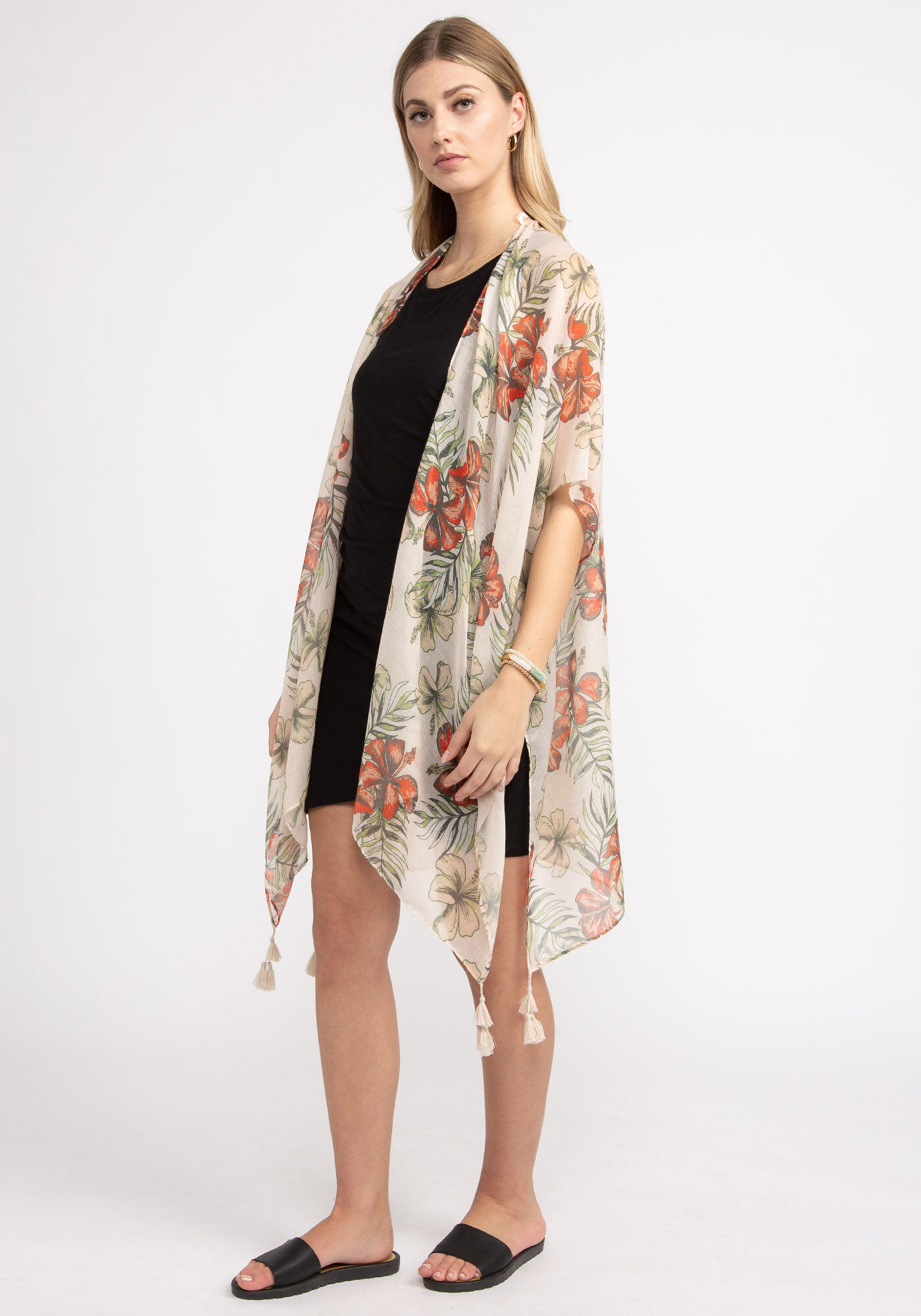 ivory ground floral print wrap Image 3